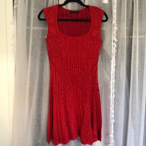 Red fit-and-flare RVN dress